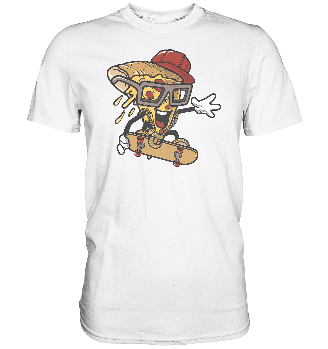 T-Shirt verschiedene Farben Kurzarm Pizza Skater Comic Style - Premium Shirt